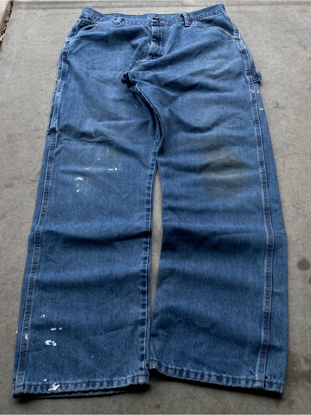 Baggy faded Wrangler vintage carpenter denim pants medium wash